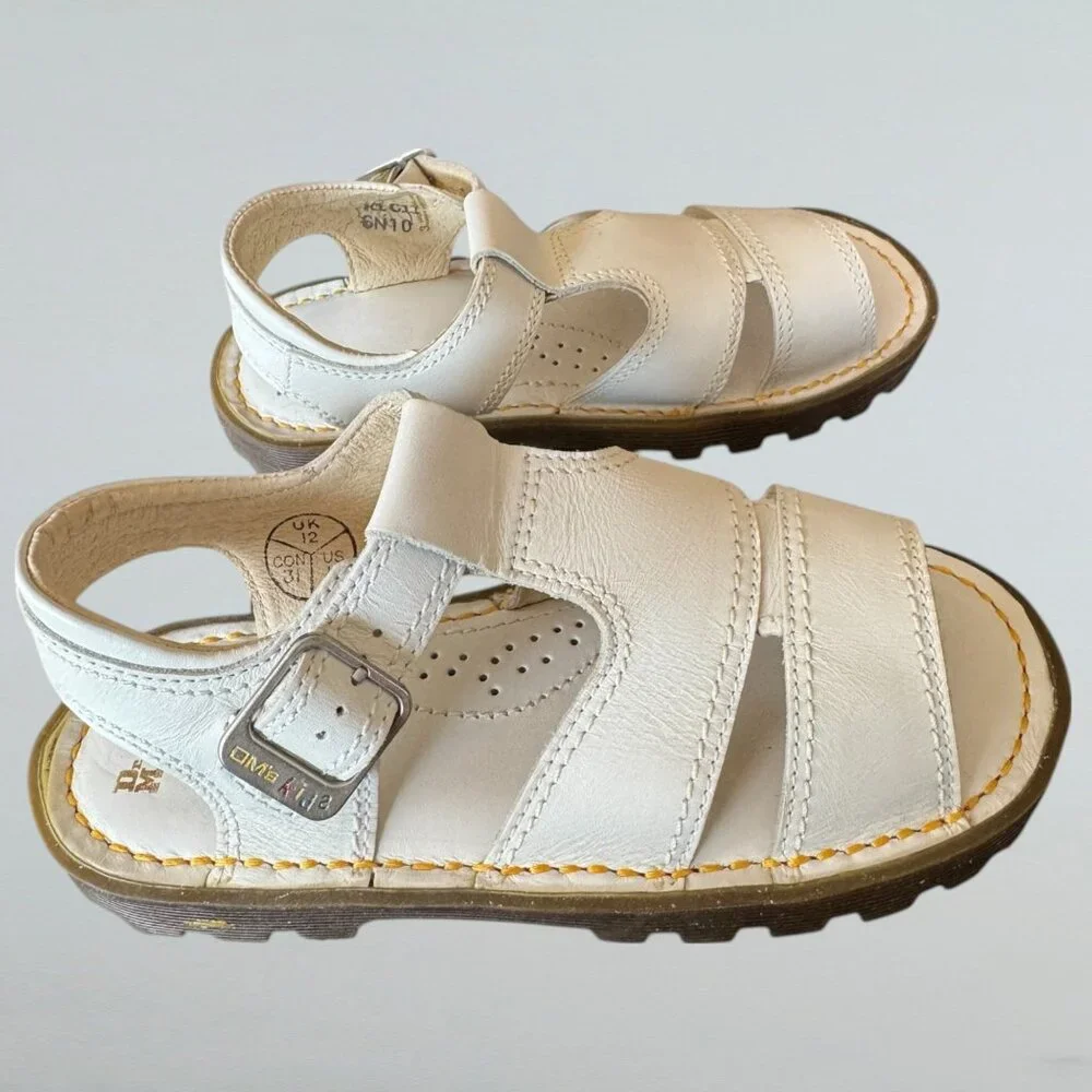 Dr Martens BRAND NEW‎ Children's kids White T Strap Sandal Sz 13/31 Vintage 90's